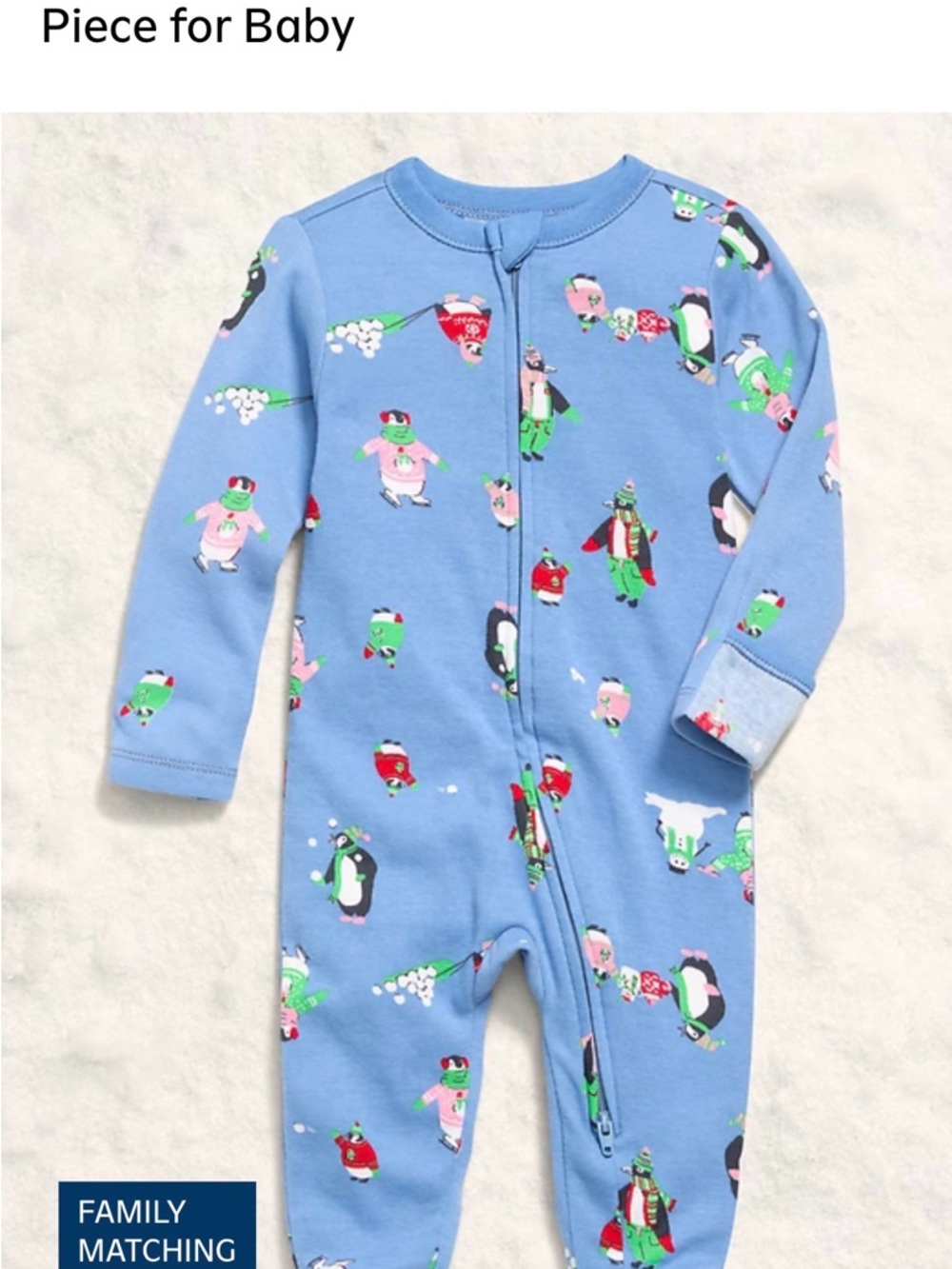 Baby Blue Penguin Print One-Piece Pajamas 6-9mos